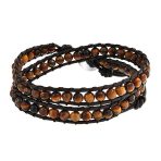 Unisex Wrap Bracelet Two Tone Multi Strand with Tiger Eye & Black Onyx Beads - Image 4