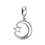 Inspirational Celestial Moon Star Dangle Charm Bead Sterling Silver for Bracelet - Image 2