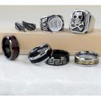 Biker Jewelry Angel Wing Band Ring Oxidized Stainless Steel - Image 7