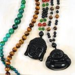 Yogi Amulet Mala Green Black Bead Buddha Pendant Necklace for Men Boho Fashion - Image 5