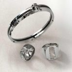 Biker Handcuff Bracelet Bangle Black Inlay Stainless Steel - Image 15