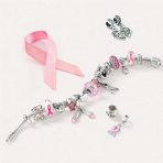 Set of 3 Glass Charm Bead Pink Ribbon Breast Cancer Survivor Murano for Bracelet - Image 5