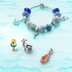 Tropical Vacation Umbrella Beach Chair Dangle Charm Bead Enamel Sterling Silver - Image 4