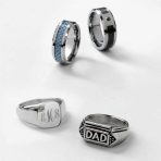 Mens Stainless Steel Word Statement Band Signet DAD Ring for Father's Day Gift - Image 4