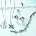 Nautical Starfish Pendant Necklace with Blue Opal Inlay in Sterling Silver - Image 5