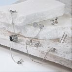 Geometric Pyramid Chain Ear Cuff Cartilage Wrap Earring Pave CZ Stud Set Silver - Image 4