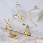 Dainty Ribbon Ear Cuff Bow Cartilage Wrap Earrings Non-Pierced Gold Plated .925 Sterling Silver - Image 4