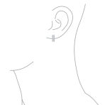 Wedding Bride Baguette CZ Stud Earrings Half Hoop Shrimp Style Omega Back Silver - Image 3