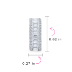 Wedding Bride Baguette CZ Stud Earrings Half Hoop Shrimp Style Omega Back Silver - Image 4