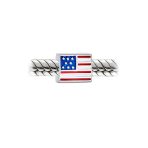 Patriotic USA Flag Star Charm Bead in Sterling Silver for European Bracelets - Image 2