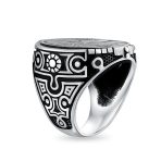 Mens Silver Ring Patriotic USA Eagle Head Coin Design Oxidized .925 Sterling - Image 2