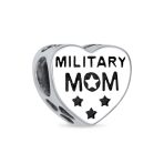 Heart Shape USA Flag Military Mom Charm Bead Sterling Silver for Bracelet - Image 2