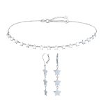 American Patriotic Celestial Rock Star Collar Necklace & Dangle Earrings Set
