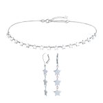American Patriotic Celestial Rock Star Collar Necklace & Dangle Earrings Set
