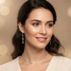American Patriotic Celestial Rock Star Collar Necklace & Dangle Earrings Set - Image 2