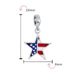 Patriotic Flag Star Dangle Charm Bead Sterling Silver for European Bracelet - Image 5