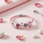 Live Love Laugh Breast Cancer Survivor Pink Ribbon Charm Leather Bracelet Sterling Silver - Image 3