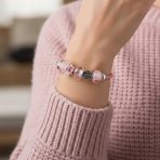 Live Love Laugh Breast Cancer Survivor Pink Ribbon Charm Leather Bracelet Sterling Silver - Image 2