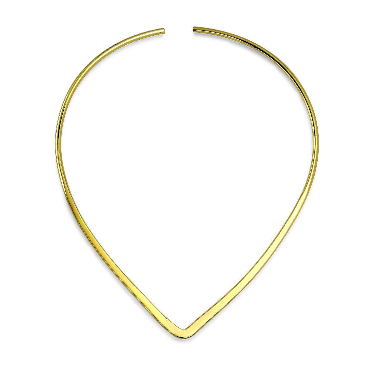 v-shape-collar-gold-plated_wj-bwn4202g-01v_1 Slender V Shape Choker Necklace for Teens 14K Yellow Gold Plated Modern Style - Image 1