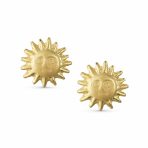 Summer Solar Beach Fun Sunburst Stud Earrings in Genuine 10K Yellow Gold - Image 2