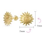 Summer Solar Beach Fun Sunburst Stud Earrings in Genuine 10K Yellow Gold - Image 4