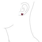Valentine Red CZ Devil Heart Stud Earrings in Rose Gold Sterling Silver - Image 9