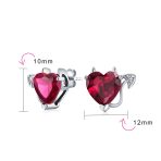 Valentine Red CZ Devil Heart Stud Earrings in Rose Gold Sterling Silver - Image 8