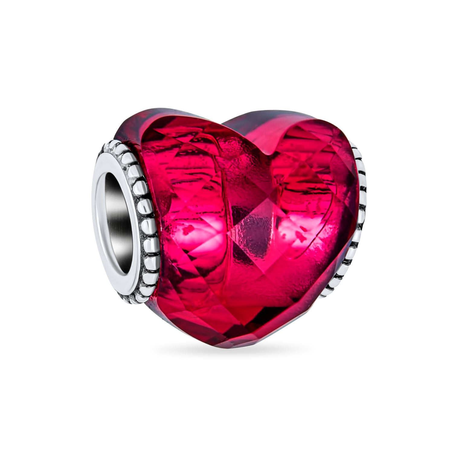 valentine-love-rose-pink-heart_pbx-hsz-1464-vi-d_1 Valentine Love Red Faceted Glass Heart Shape Charm Bead .925 Sterling Silver Fits European Bracelet - Image 1