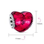 Valentine Love Red Faceted Glass Heart Shape Charm Bead .925 Sterling Silver Fits European Bracelet - Image 3