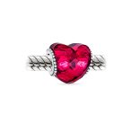 Valentine Love Red Faceted Glass Heart Shape Charm Bead .925 Sterling Silver Fits European Bracelet - Image 2