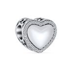 Initial Alphabet Bead Charm A-Z Crystal Heart Sterling Silver for Bracelet