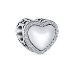 Initial Alphabet Bead Charm A-Z Crystal Heart Sterling Silver for Bracelet