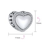 Initial Alphabet Bead Charm A-Z Crystal Heart Sterling Silver for Bracelet - Image 3