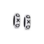 Set of 2 Valentine XO Clasp Spacer Charm Bead Black Rubber Oxidized Silver