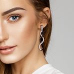 Black & White Cubic Zirconia Pave Statement Long Infinity Twist Drop Earrings - Image 6
