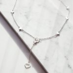 Romantic Love Danity Chain Long Linear Dangle Open Hearts Pendant Y Lariat Necklace Sterling Silver - Image 4