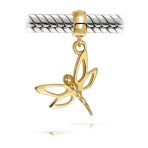 Dragonfly Firefly Butterfly Dangle Charm Bead 14K Gold Plated Sterling Silver - Image 2