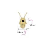 Turkish Evil Eye Hamsa Hand Pendant Necklace 14K Gold Plated Cubic Zirconia - Image 4
