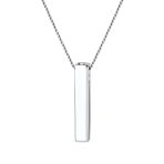 Minimalist Vertical Bar Necklace Pendant Solid .925 Sterling Silver