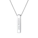 Minimalist Vertical Bar Necklace Pendant Solid .925 Sterling Silver - Image 2