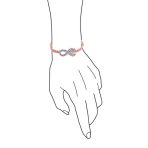 Stackable Pink Ribbon Strand Bracelet with Pave Crystal and Braided Cord - Image 3