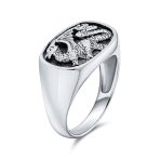 Men's Statement Dragon Signet Ring Rectangle Gothic Shield Oxidized .925 Sterling Silver - Image 5