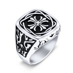 Large Medieval Viking Maltase Cross Square Signet Band Ring Stainless Steel