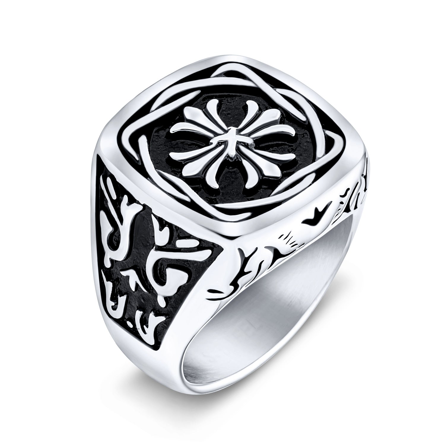 viking-medieval-religious-cross-ring_cdl-csr20101_1 Large Medieval Viking Maltase Cross Square Signet Band Ring Stainless Steel - Image 1