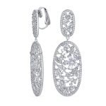 Vintage Art Deco Cubic Zirconia Flower Leaf Clip-On Earrings for Weddings