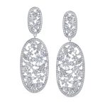 Vintage Art Deco Cubic Zirconia Flower Leaf Clip-On Earrings for Weddings - Image 2