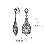 Art Deco Style Cubic Zirconia Leaf Shape Teardrop Statement CZ Chandelier Clip On Earrings - Image 8