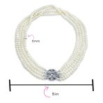 Art Deco Style White Freshwater Cultured Pearl Statement Multi Strand Necklace Floral Clasp - Image 5