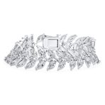 CZ Marquise Leaf Tennis Bracelet Silver 7.25 Inch 40 CTW
