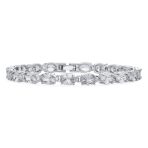 Vintage Style Alternating Oval Shape Purple CZ Cubic Zirconia Tennis Bracelet Silver Plated 7 Inch - Image 2